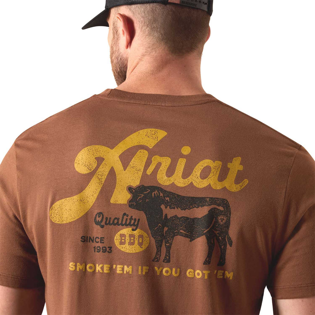 Ariat Mens Short Sleeve Shirt, BBQ Smoke Western Graphic Tee - Quarter Circle AK Boutique