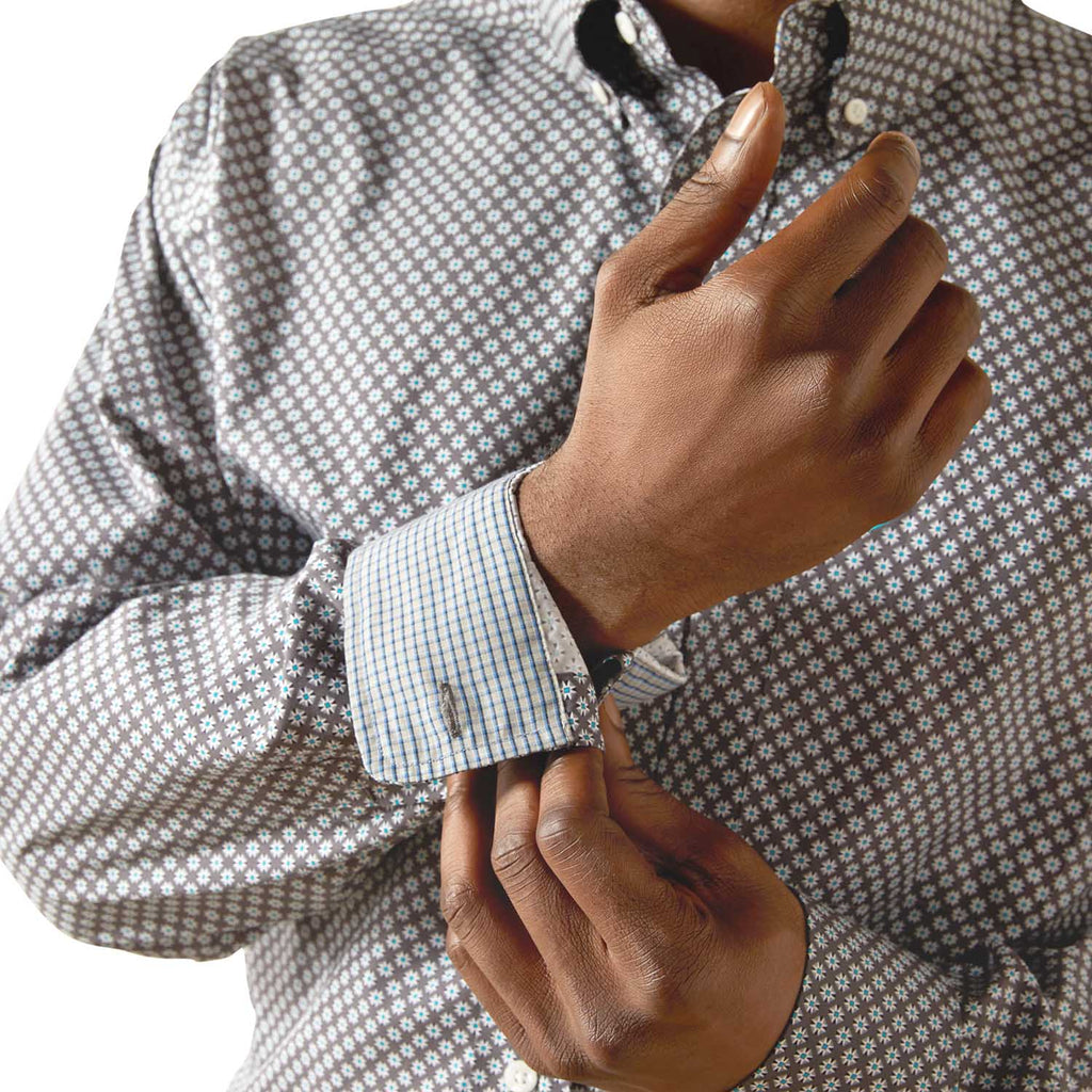 Ariat Mens Wrinkle Free Solid Classic Fit Long Sleeve Shirt - Quarter Circle AK Boutique