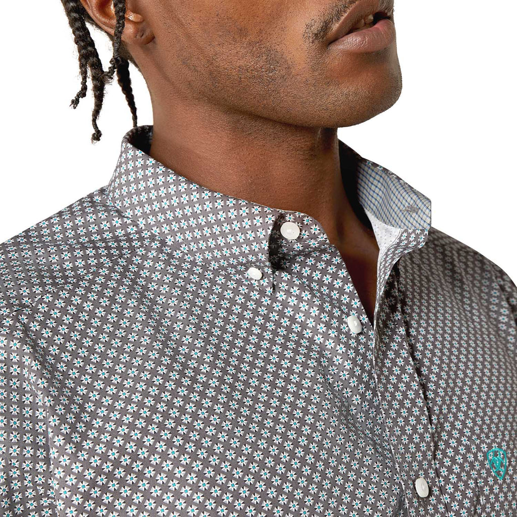 Ariat Mens Wrinkle Free Solid Classic Fit Long Sleeve Shirt - Quarter Circle AK Boutique