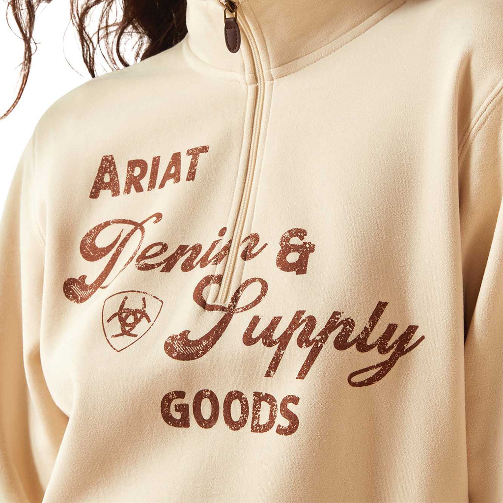 Ariat Women's "Denim & Supply" 1/2 Zip Sweatshirt – Midweight Fleece Casual Pullover - Quarter Circle AK Boutique