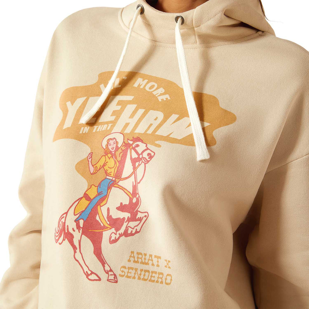 Ariat Women's Essential Sendero "Yeehaw" Oversized Graphic Hoodie – Casual Texas-Inspired Pullover - Quarter Circle AK Boutique