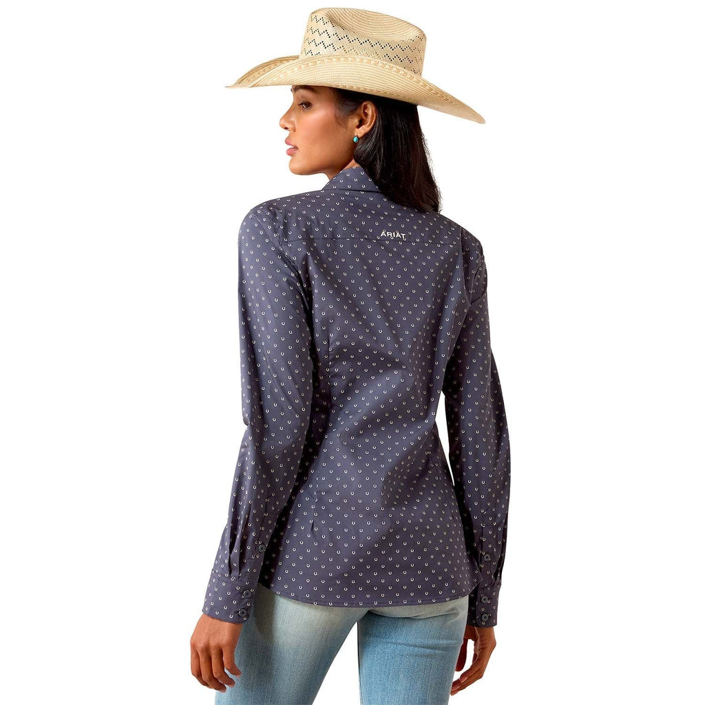 Ariat Women's Kirby Long Sleeve Collared Button-Down Shirt – Rider-Tested Stretch Poplin Equestrian Top - Quarter Circle AK Boutique