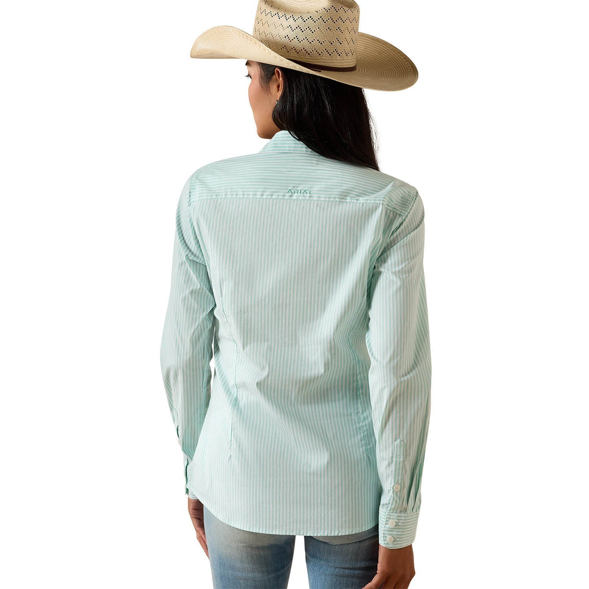 Ariat Women's Kirby Long Sleeve Collared Button-Down Shirt – Rider-Tested Stretch Poplin Equestrian Top - Quarter Circle AK Boutique