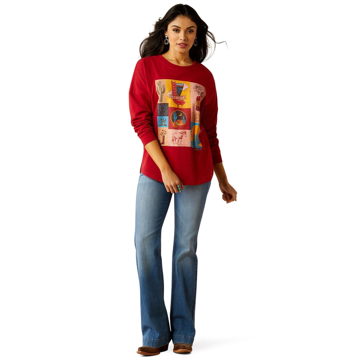 Ariat Women's Roadside Oversized Long Sleeve Shirt - Quarter Circle AK Boutique