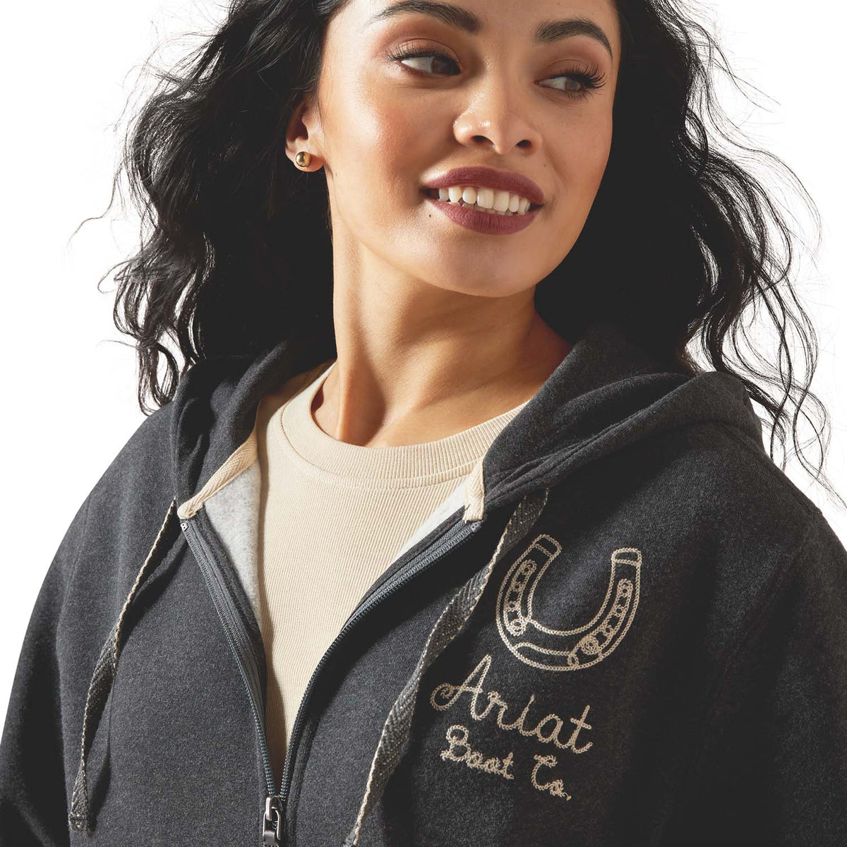 Ariat Womens Stitched Horseshoe Full Zip Hoodie - Quarter Circle AK Boutique