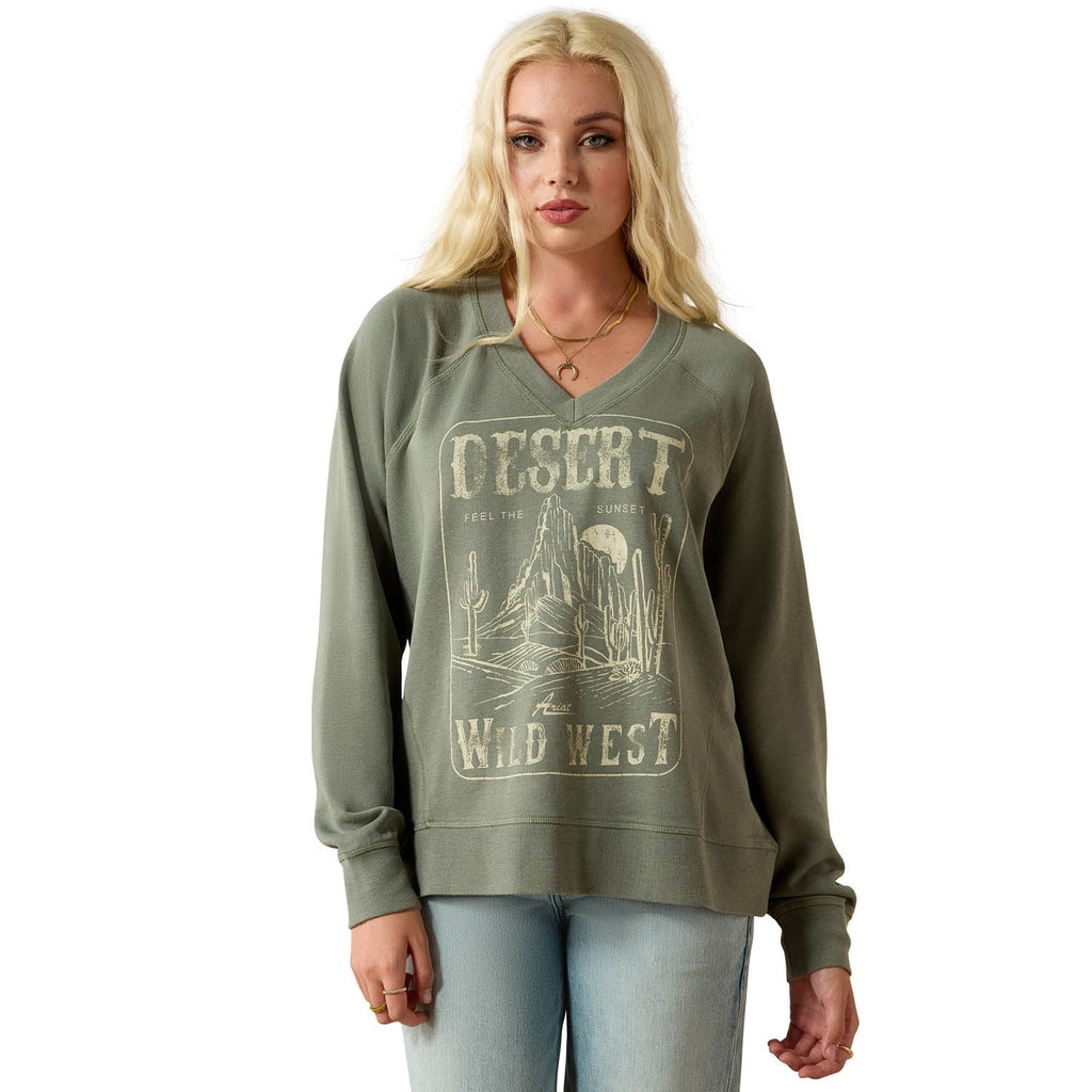 Ariat Women's Western Victoria Oversized Sweatshirt – Cozy French Terry Pullover - Quarter Circle AK Boutique