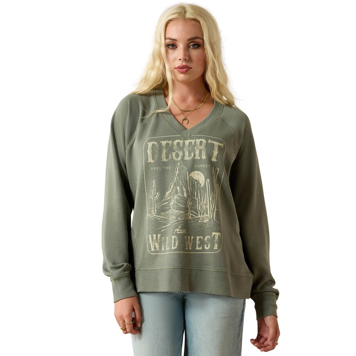 Ariat Women's Western Victoria Oversized Sweatshirt – Cozy French Terry Pullover - Quarter Circle AK Boutique
