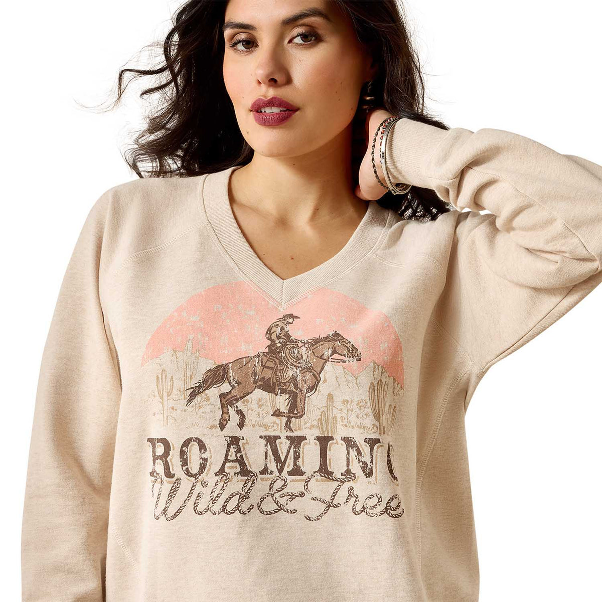 Ariat Women's Western Victoria Oversized Sweatshirt – Cozy French Terry Pullover - Quarter Circle AK Boutique