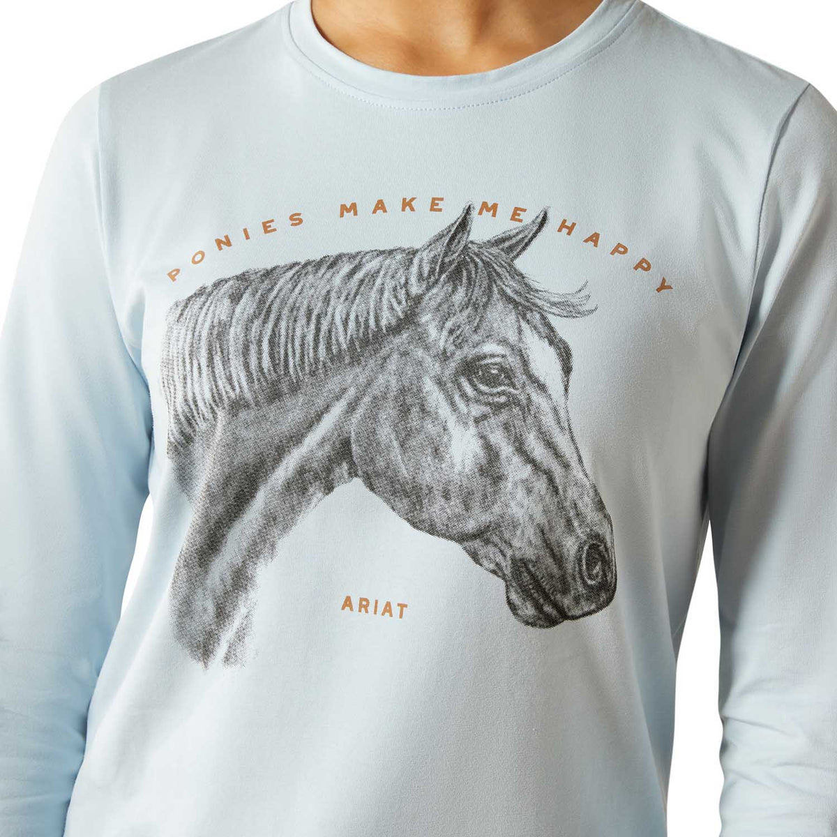 Ariat Youth Happy Long Sleeve Shirt – Organic Cotton Kids Equestrian Tee for Horse Lovers - Quarter Circle AK Boutique