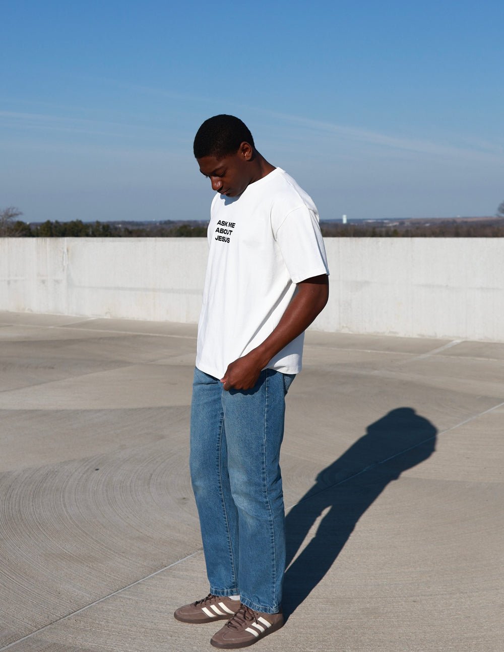 Ask Me About Jesus Heavyweight Tee - Quarter Circle AK Boutique
