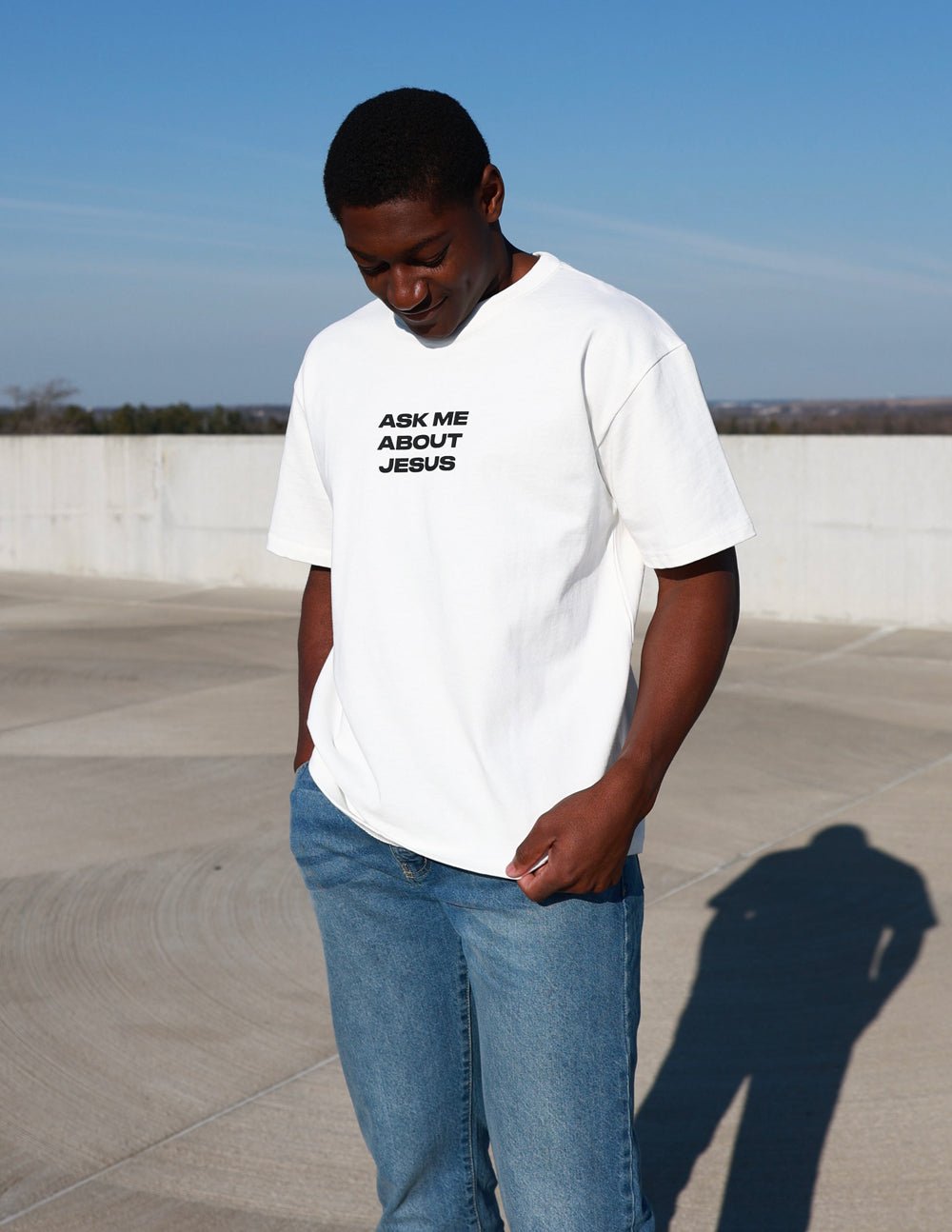 Ask Me About Jesus Heavyweight Tee - Quarter Circle AK Boutique
