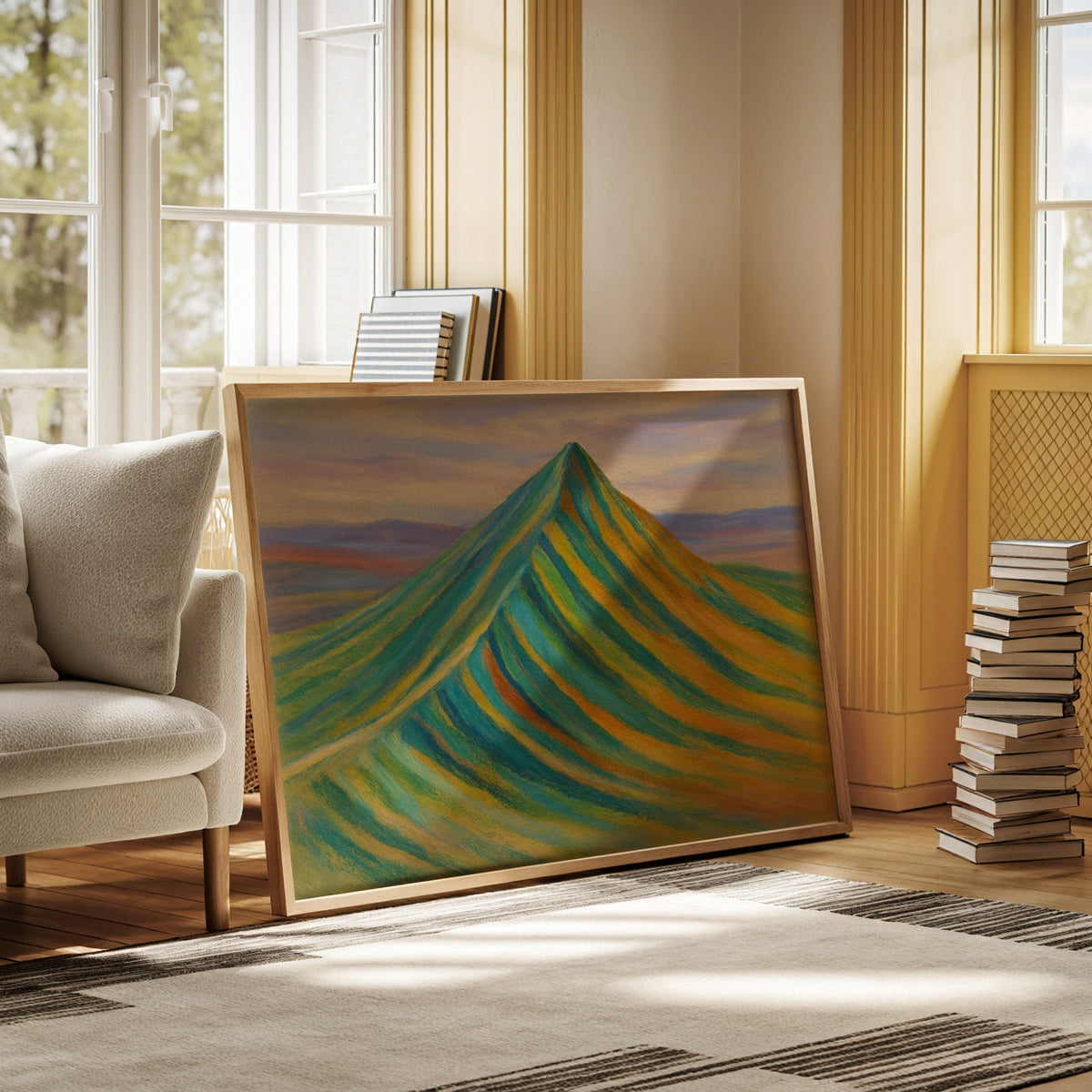 Aurora Ridge – Abstract Rainbow Mountain Landscape - Quarter Circle AK Boutique
