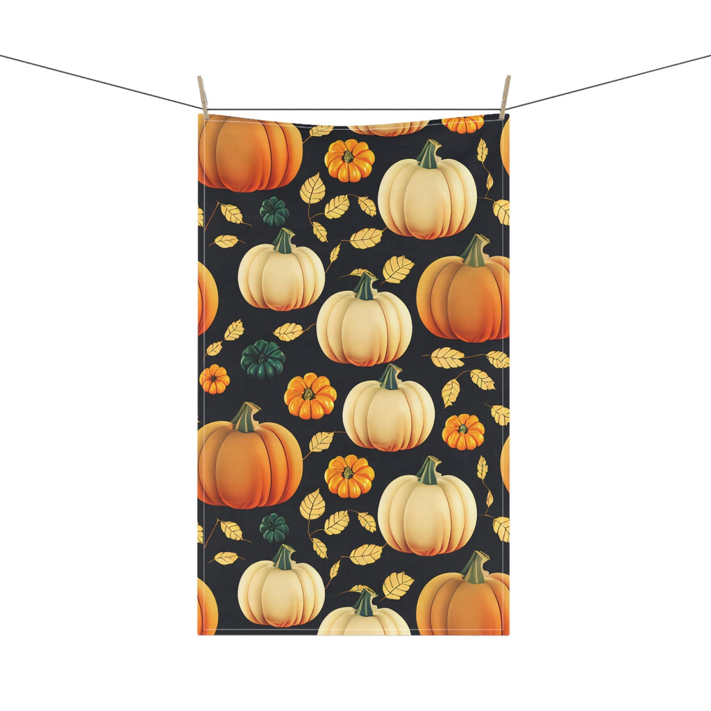Autumn Pumpkin Tea Towels, Fall Kitchen Decor, Thanksgiving Gift, Farmhouse Style, Harvest Home Accents - Quarter Circle AK Boutique