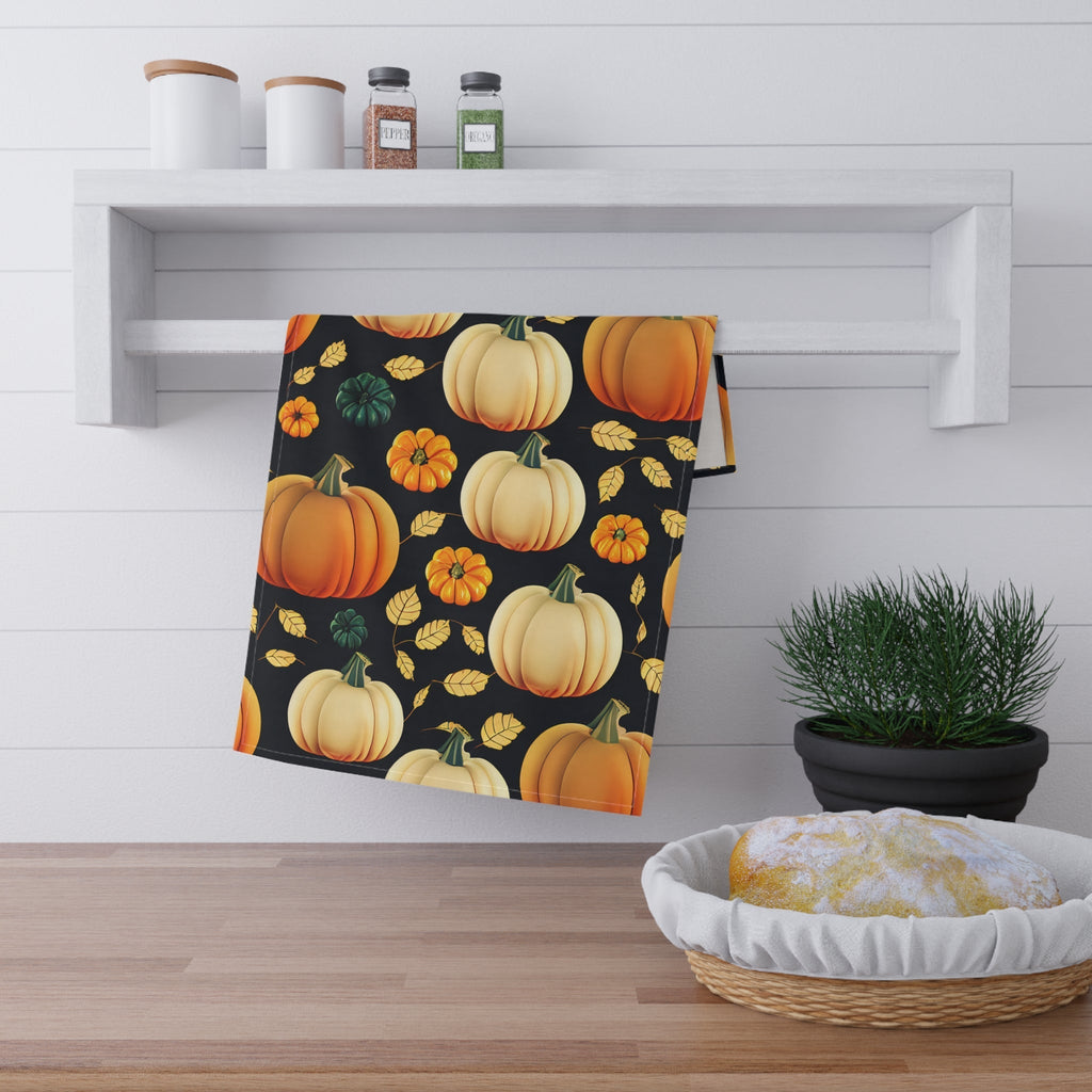 Autumn Pumpkin Tea Towels, Fall Kitchen Decor, Thanksgiving Gift, Farmhouse Style, Harvest Home Accents - Quarter Circle AK Boutique