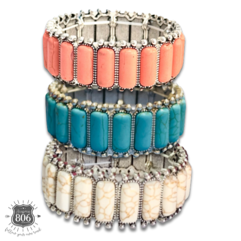 Western rectangle stone bracelet - LC