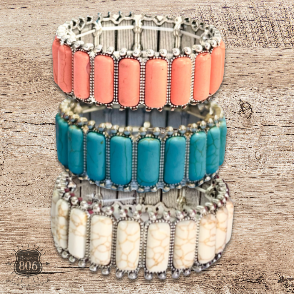 Western rectangle stone bracelet - LC