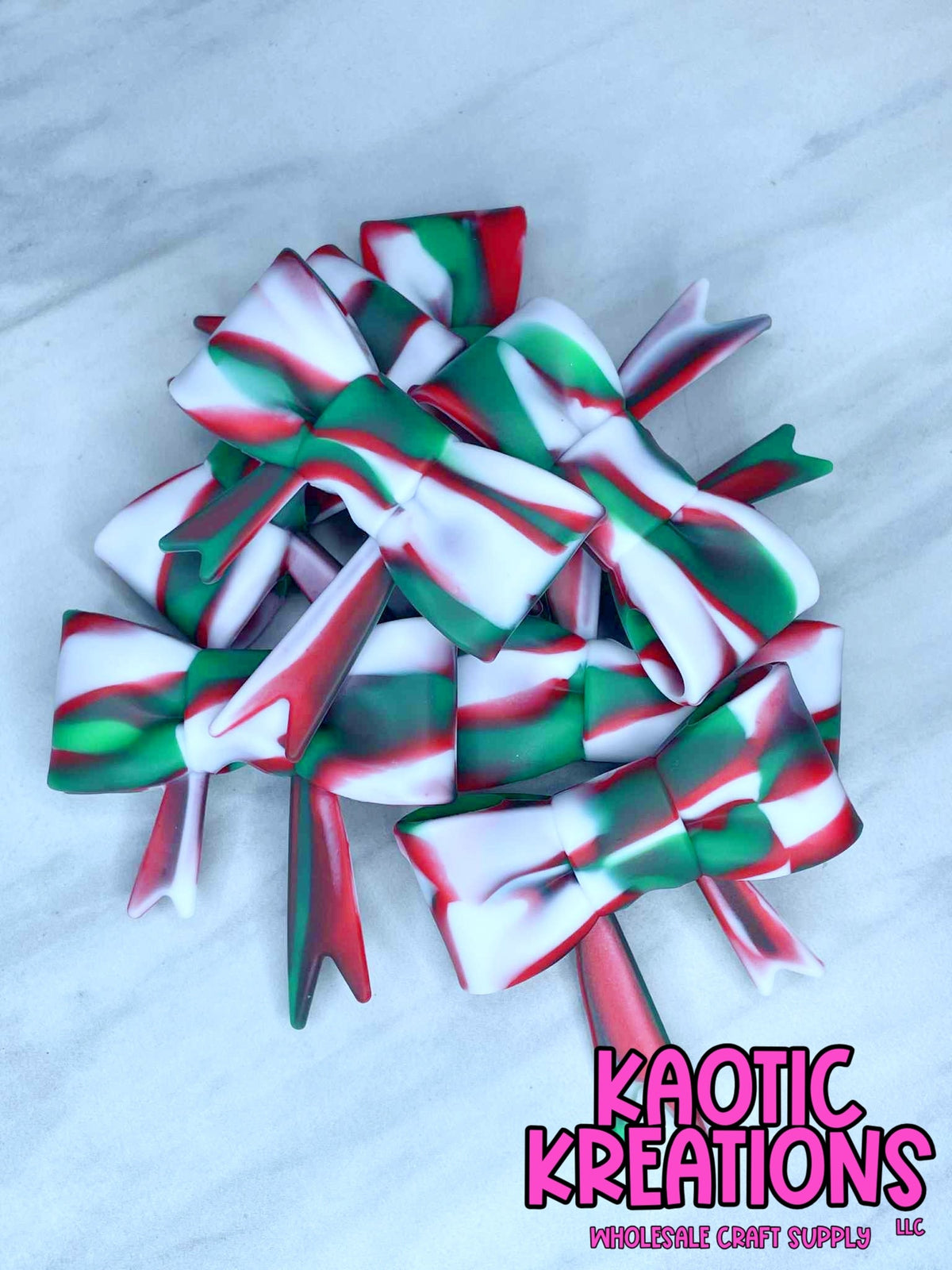 D4 BEADABLE JUMBO SILICONE BOW CHRISTMAS SWIRL (1ct)