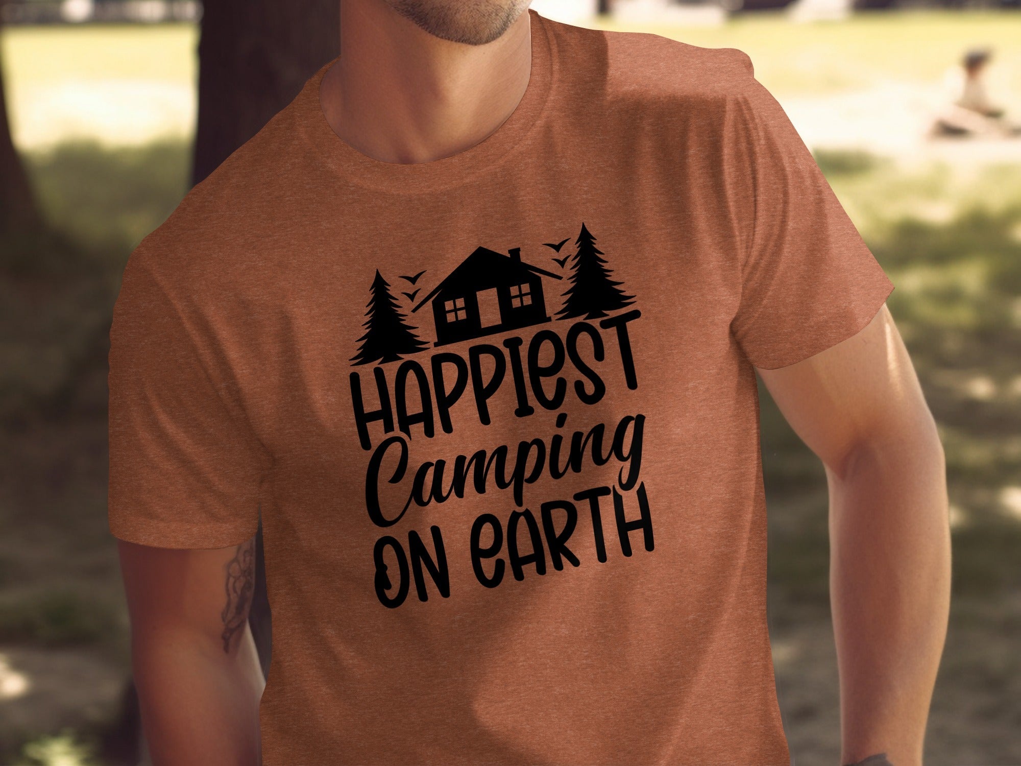 Happiest Camping on Earth Outdoorsy Cabin Life T-Shirt