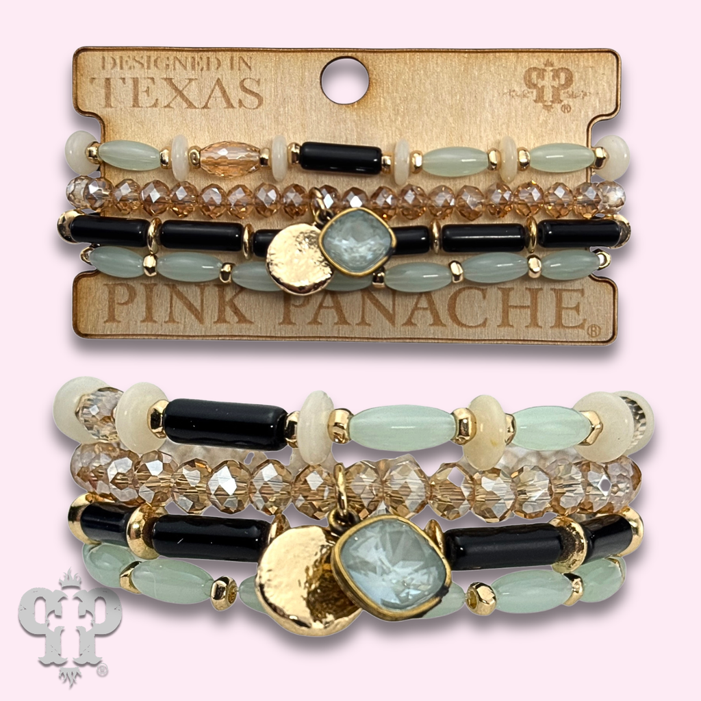 Mixed bead bracelet stack with crystals from Swarovski®