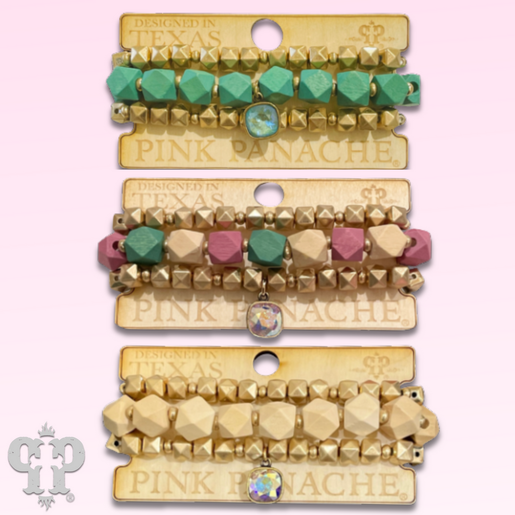 Color and gold bead bracelet set with crystals from Swarovski®-LC
