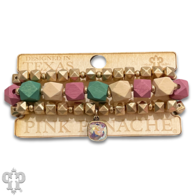 Color and gold bead bracelet set with crystals from Swarovski®-LC