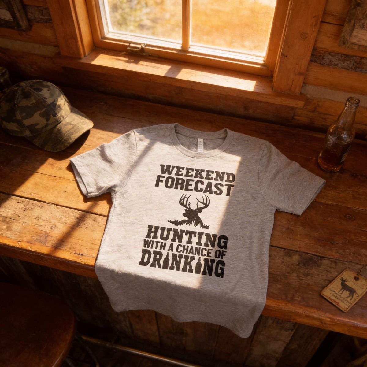 Hunting Gift for Men - Hunting with a chance of Drinking T-shirt - Funny Mens Shirt