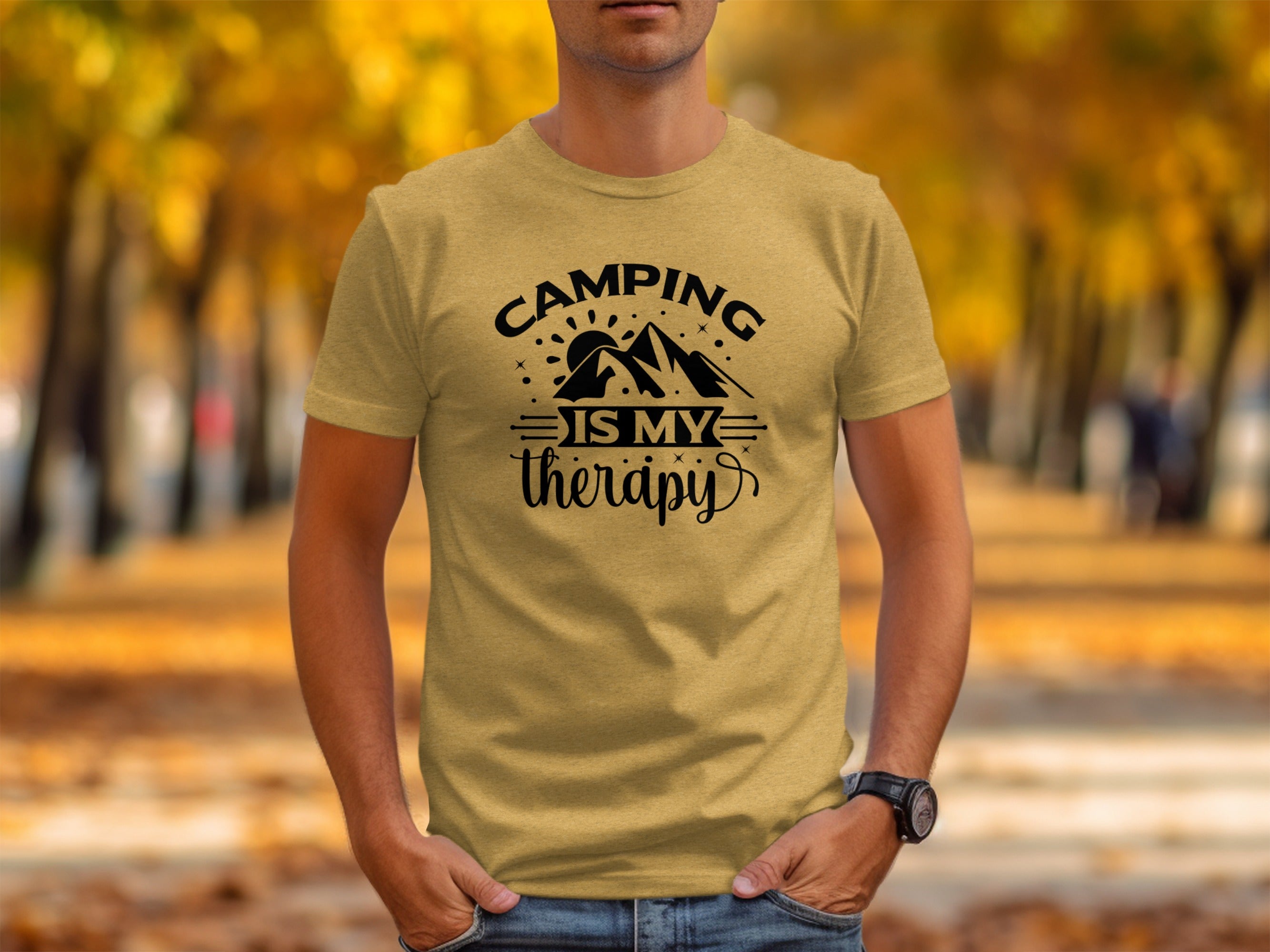 Camping Is My Therapy Outdoorsy Adventure Quote T-Shirt
