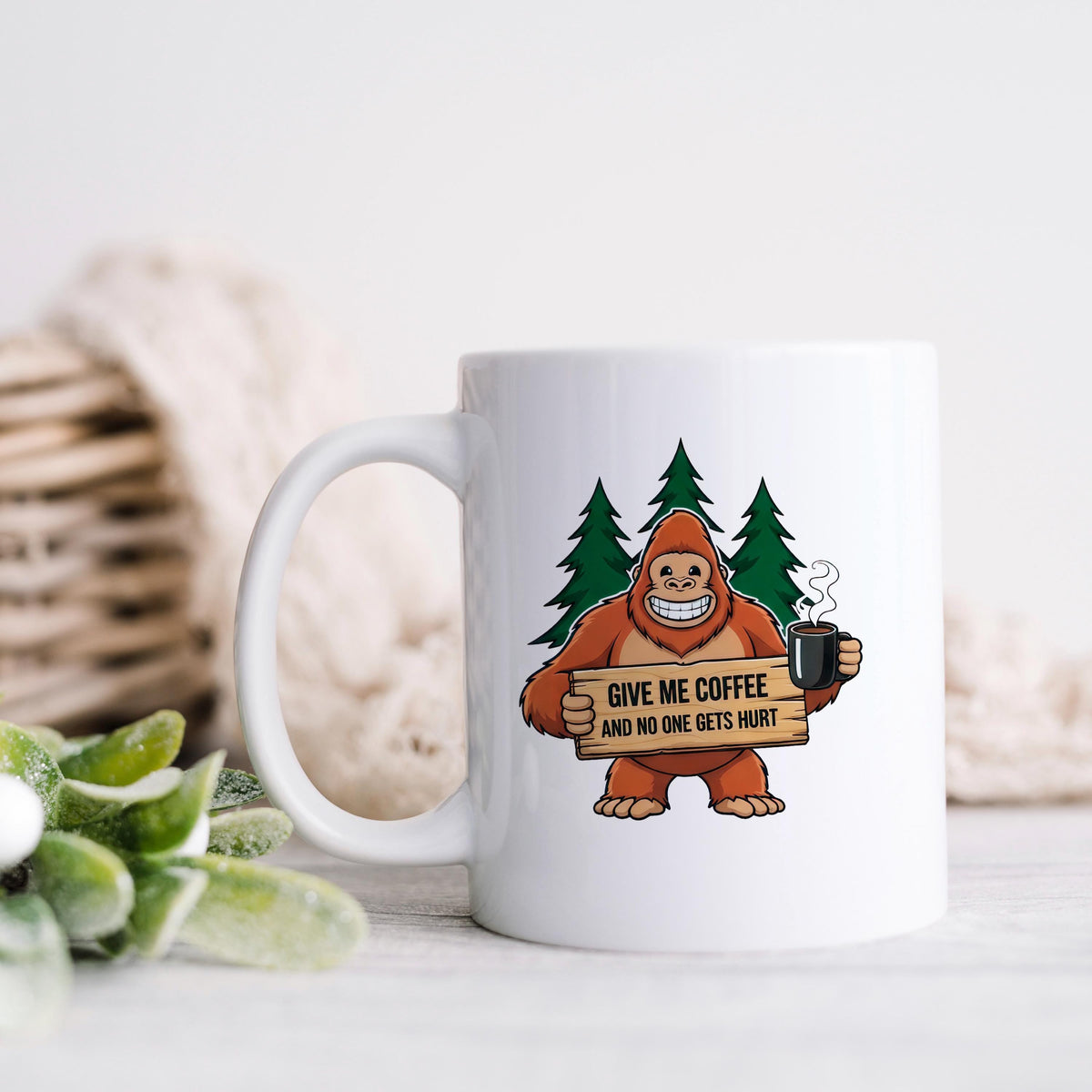 Funny Bigfoot Coffee Mug – Camping Humor Mug With Humorous Coffee Quote