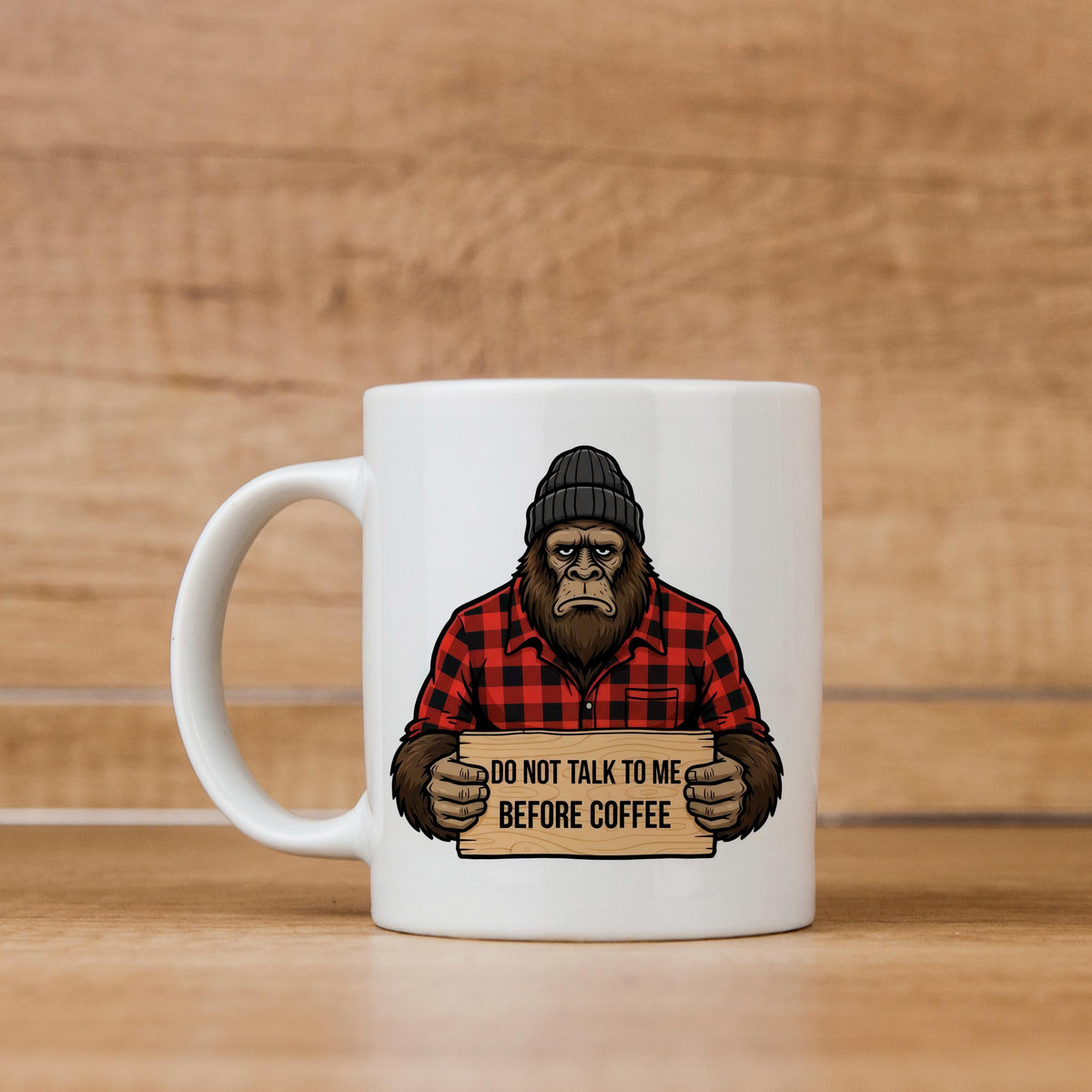 Funny Bigfoot Mug – Grumpy Sasquatch Coffee Cup | Don’t Talk Before Coffee
