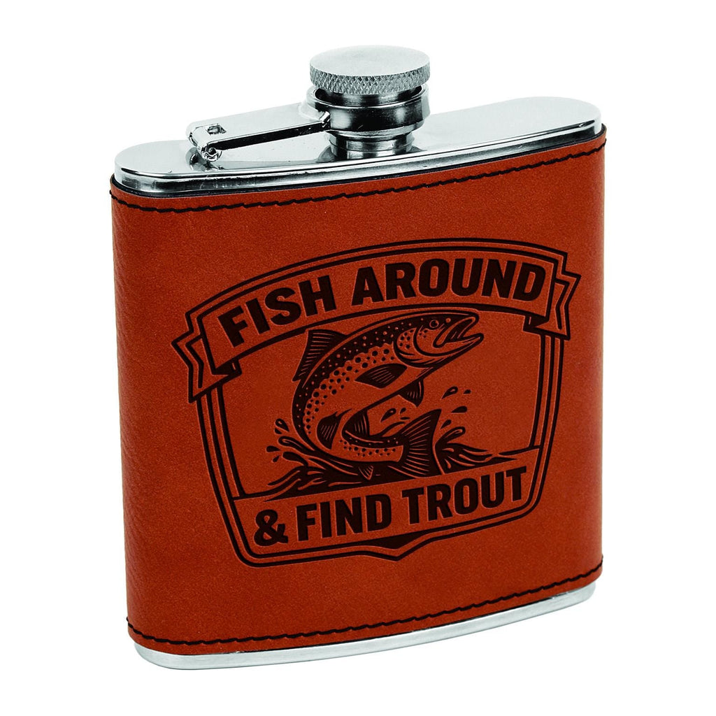 Fishing Flask – Engraved Stainless Steel Hip Flask | Trout Fisherman Gift