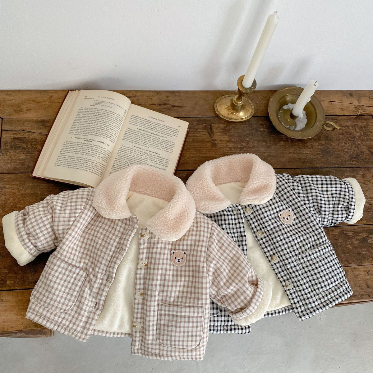 Baby Winter Coat Men's And Women's Korean-style Plaid Bear Quilted To Keep Warm Cotton-padded Jacket Thickened Children's Cotton Clothes - Quarter Circle AK Boutique
