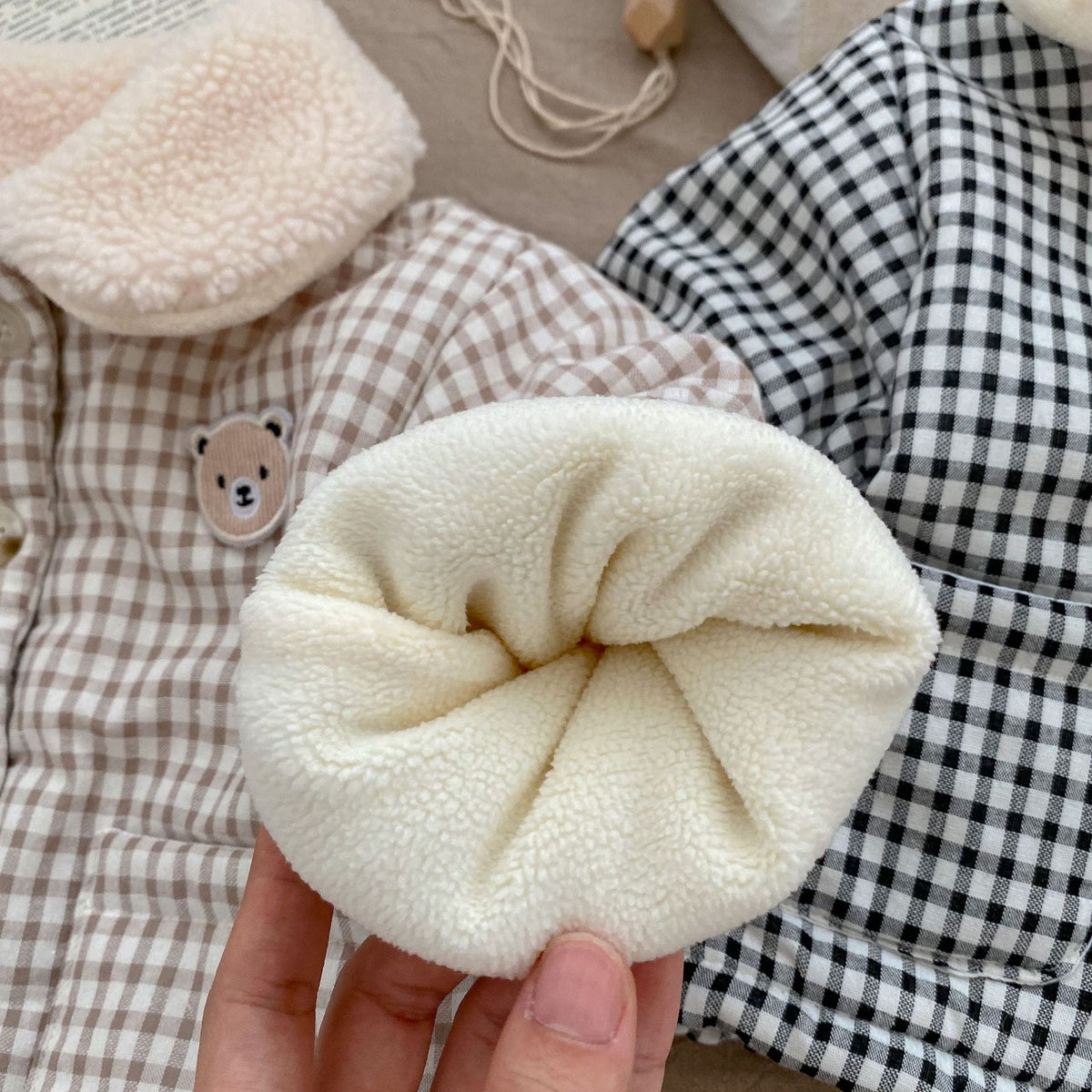 Baby Winter Coat Men's And Women's Korean-style Plaid Bear Quilted To Keep Warm Cotton-padded Jacket Thickened Children's Cotton Clothes - Quarter Circle AK Boutique
