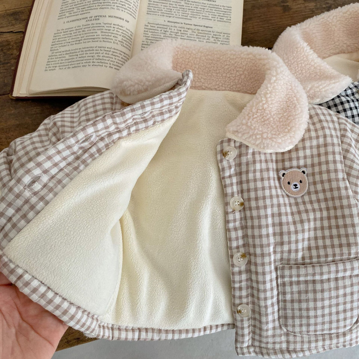 Baby Winter Coat Men's And Women's Korean-style Plaid Bear Quilted To Keep Warm Cotton-padded Jacket Thickened Children's Cotton Clothes - Quarter Circle AK Boutique
