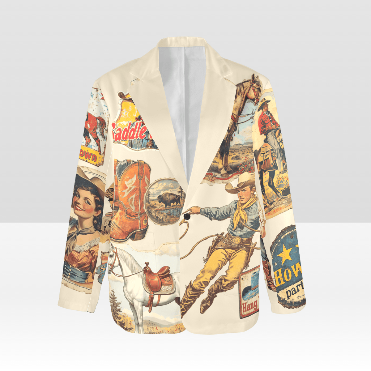 Baha Ranch Old West Cowboy Western Cowgirl Vintage Retro Women's Blazer - Quarter Circle AK Boutique