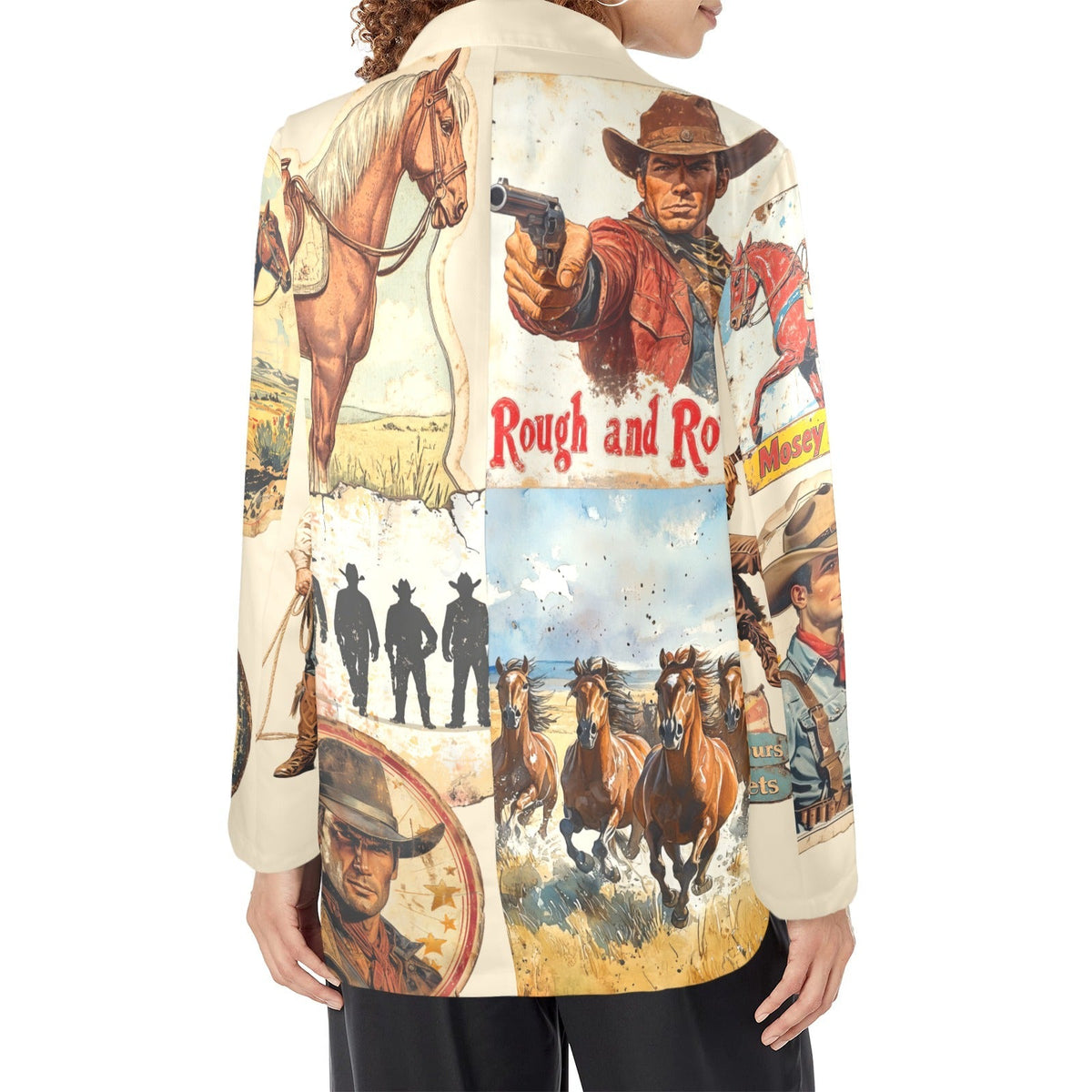Baha Ranch Old West Cowboy Western Cowgirl Vintage Retro Women's Blazer - Quarter Circle AK Boutique