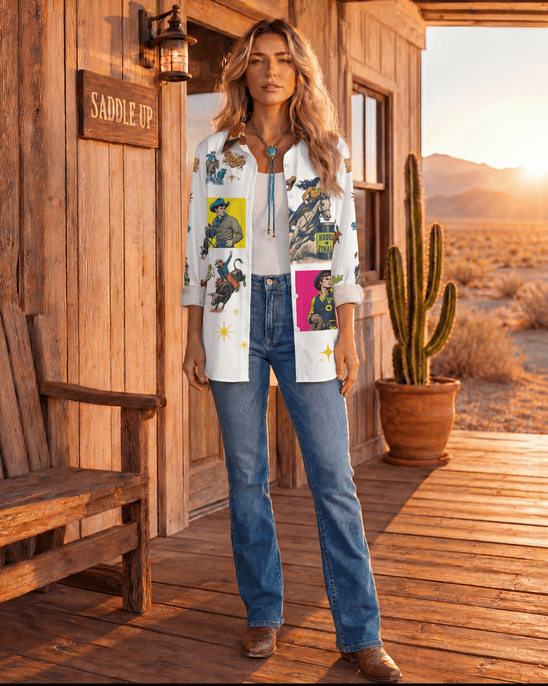 Baha Ranch The Last Roundup Button Up Blouse - Quarter Circle AK Boutique
