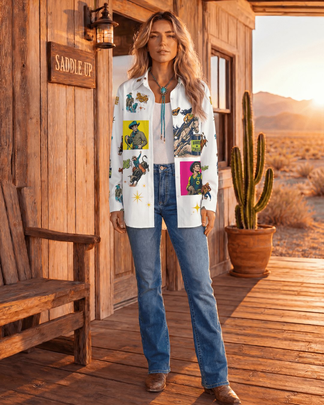 Baha Ranch The Last Roundup Button Up Blouse - Quarter Circle AK Boutique