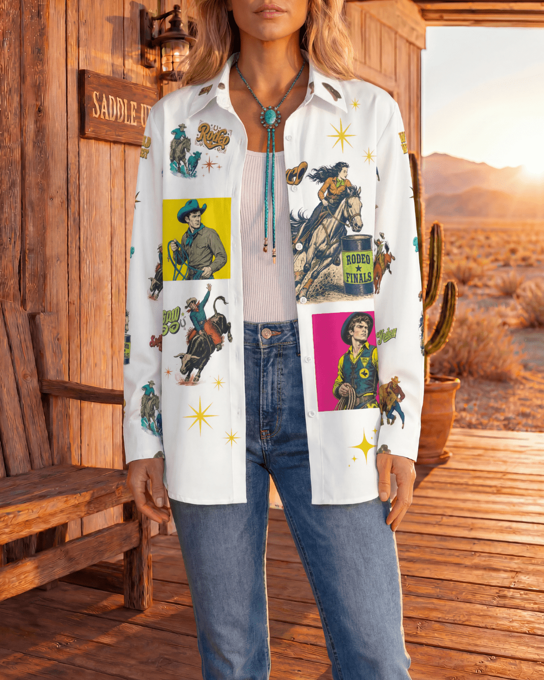 Baha Ranch The Last Roundup Button Up Blouse - Quarter Circle AK Boutique