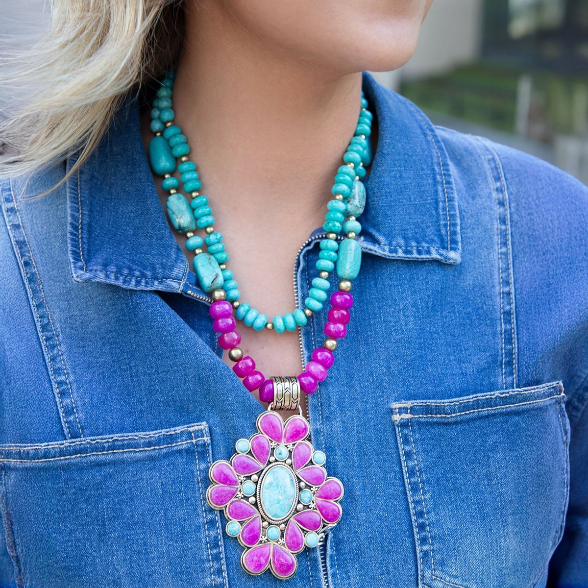 Barcelona Pink Agate Cross Golden Pendant Necklace