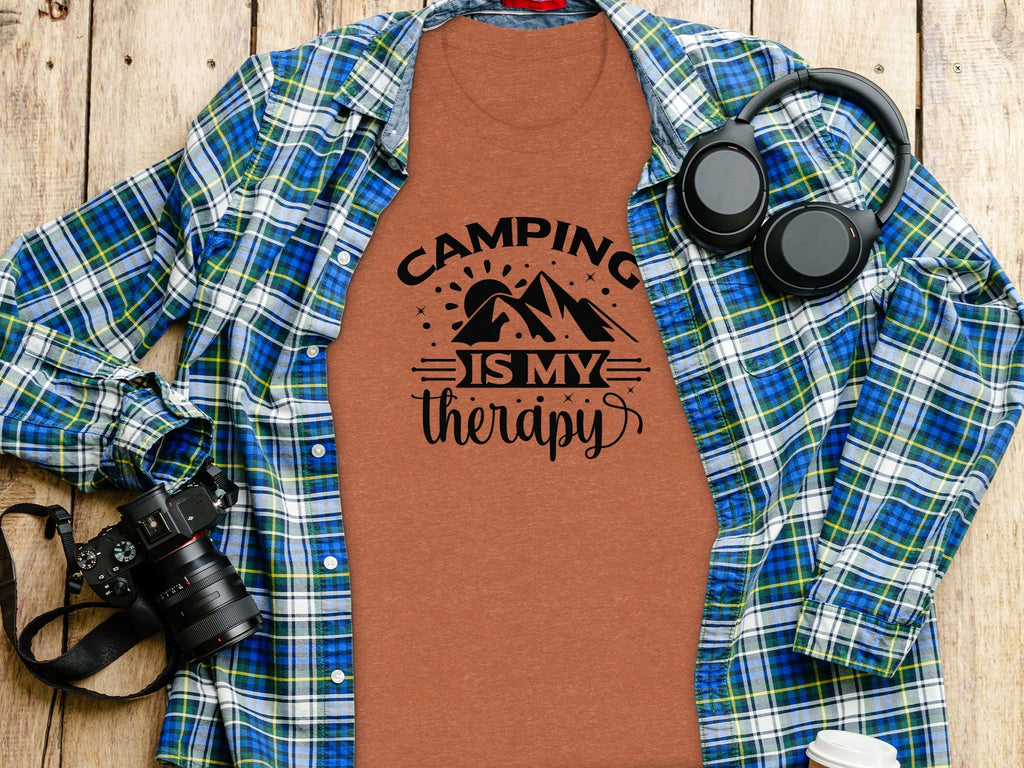 Camping Is My Therapy Outdoorsy Adventure Quote T-Shirt