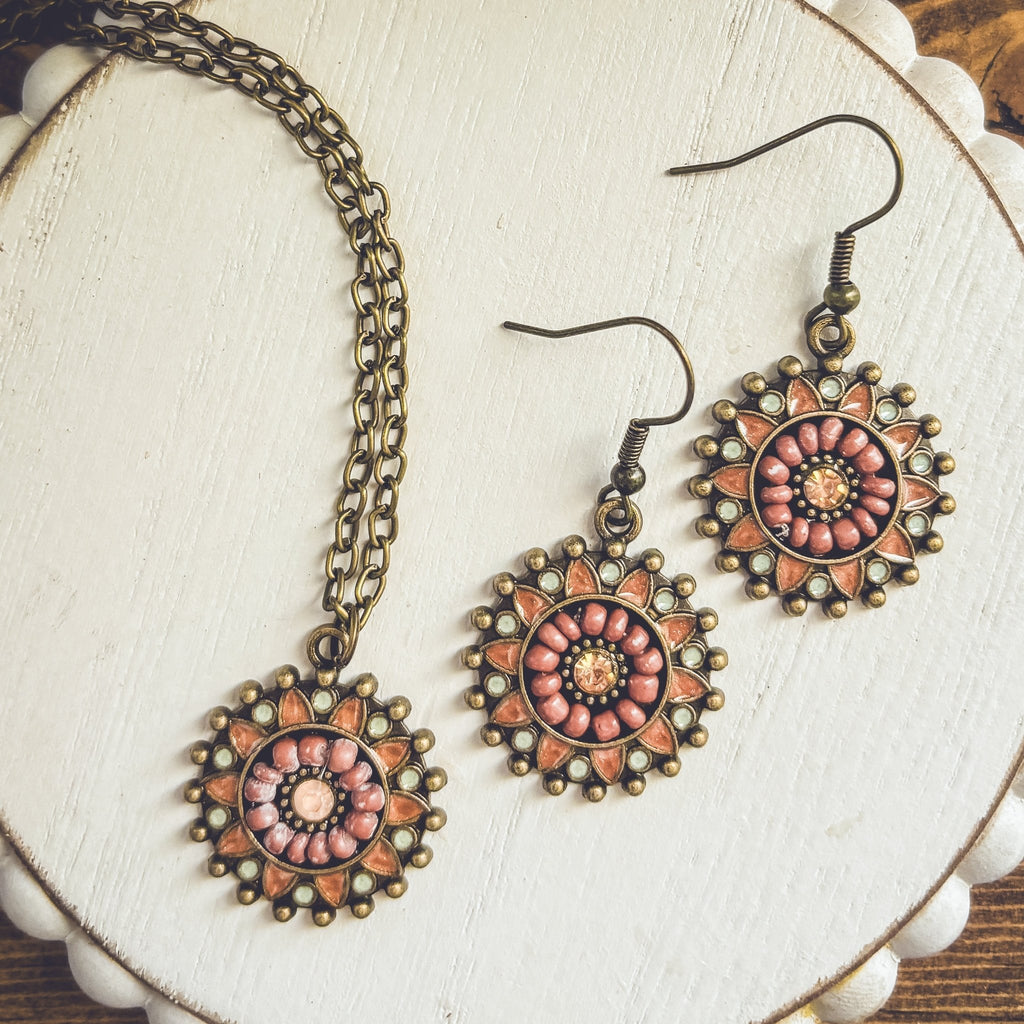 Beautiful Boho Necklace and Earring Set - Quarter Circle AK Boutique