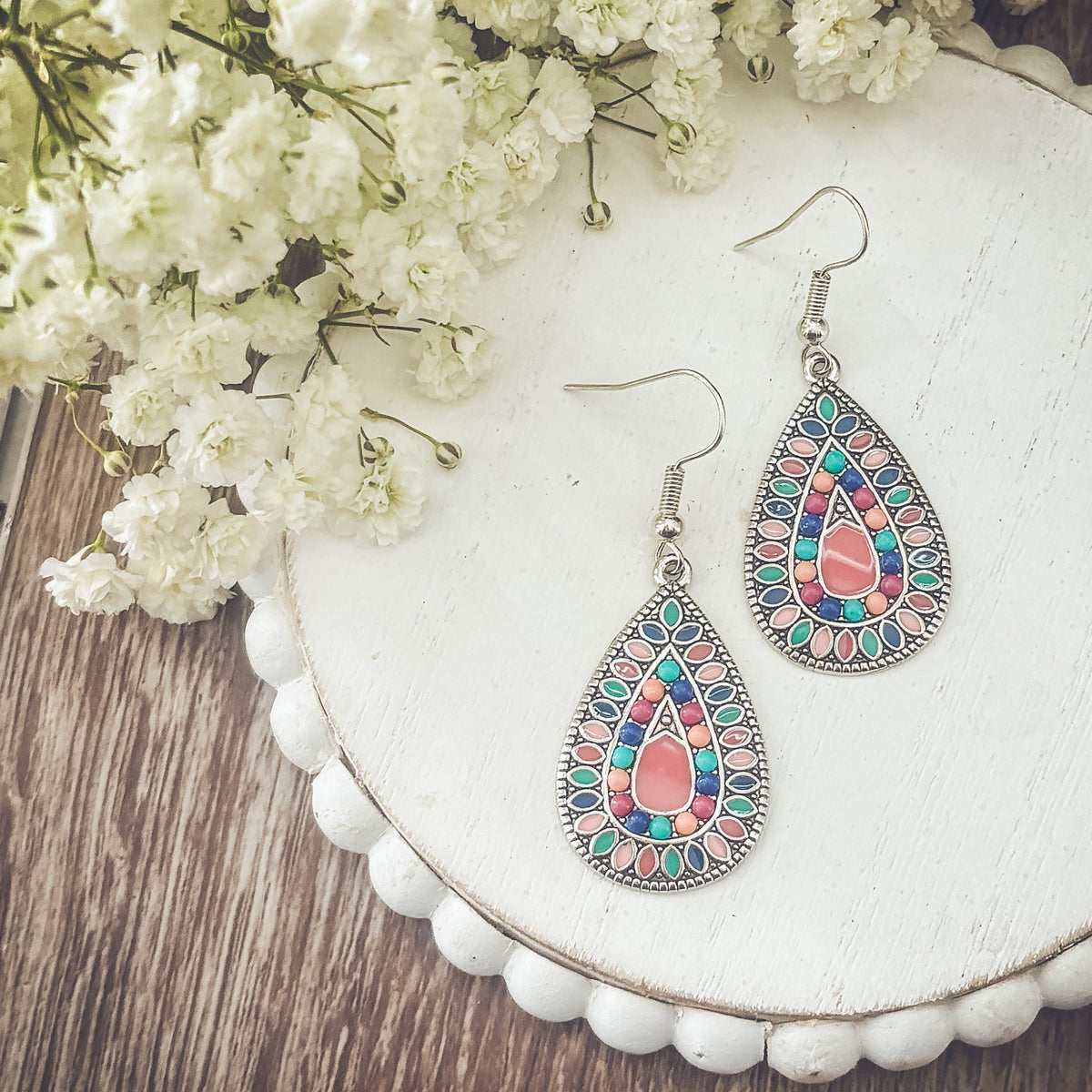 Beautiful Boho Pink Drop Earrings - Quarter Circle AK Boutique