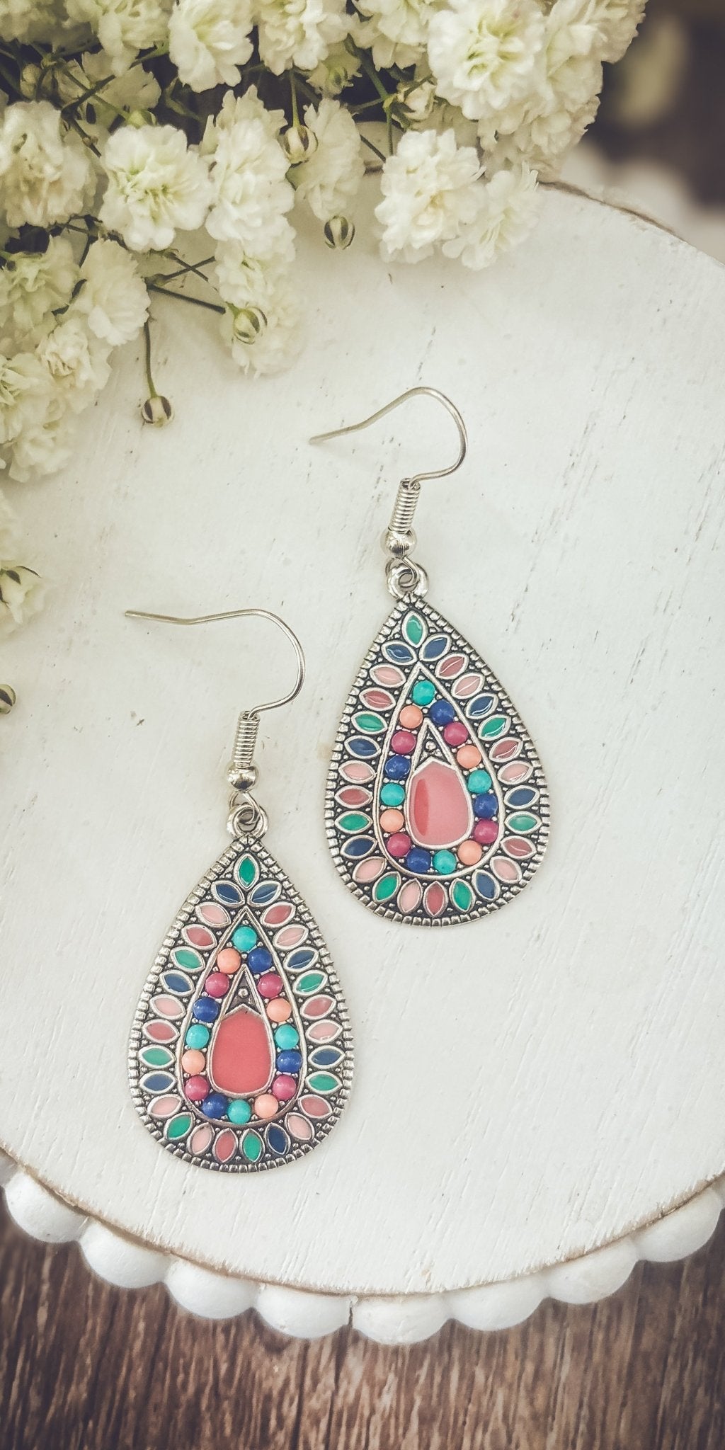 Beautiful Boho Pink Drop Earrings - Quarter Circle AK Boutique