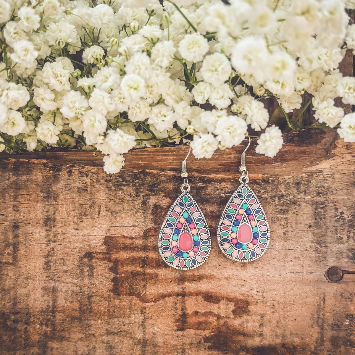 Beautiful Boho Pink Drop Earrings - Quarter Circle AK Boutique
