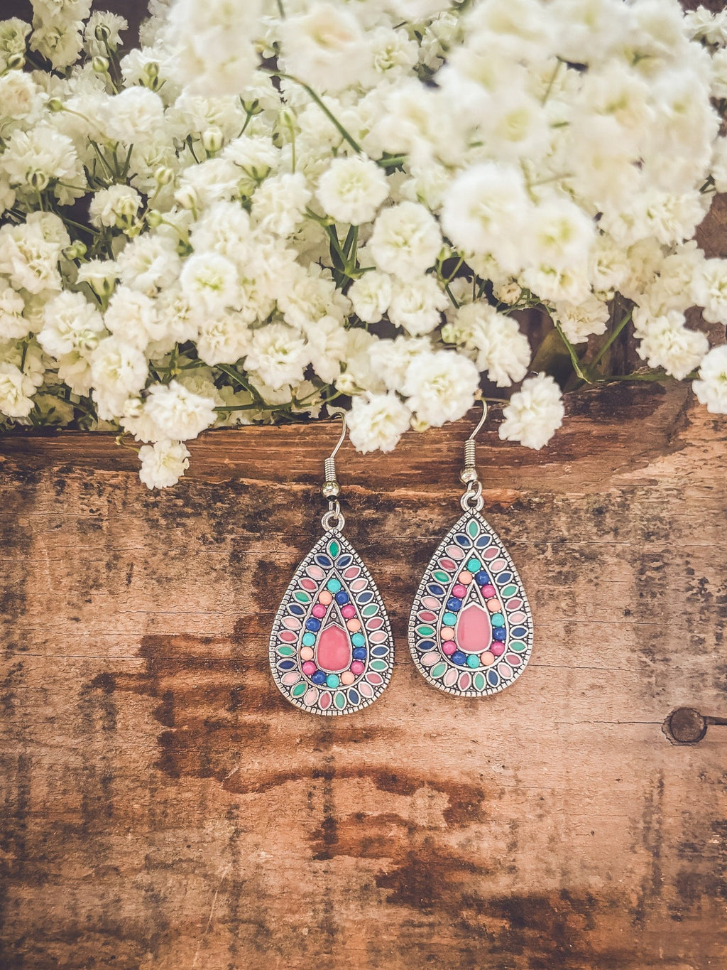 Beautiful Boho Pink Drop Earrings - Quarter Circle AK Boutique