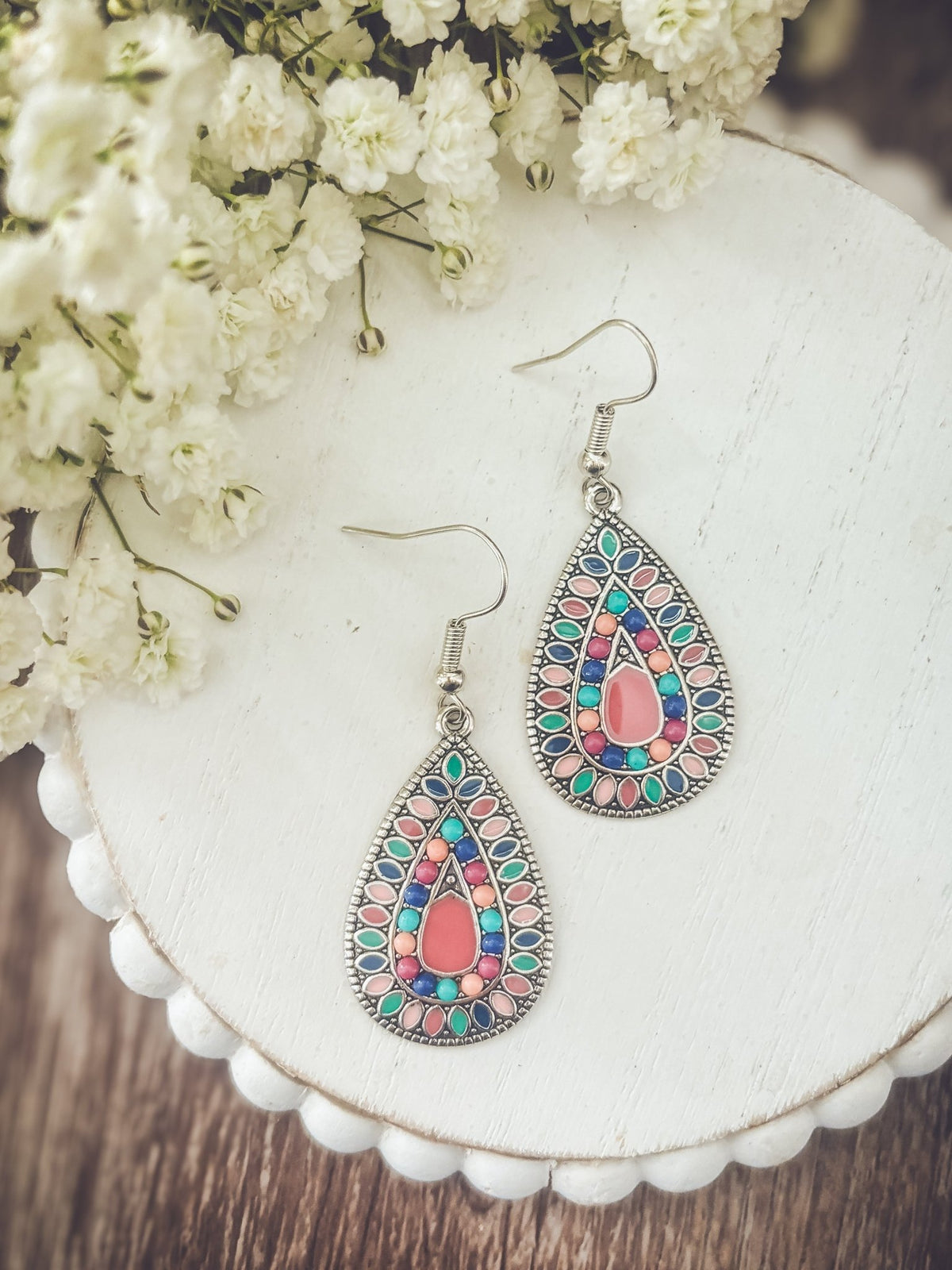 Beautiful Boho Pink Drop Earrings - Quarter Circle AK Boutique
