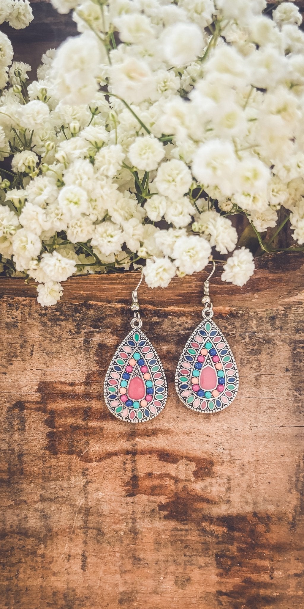 Beautiful Boho Pink Drop Earrings - Quarter Circle AK Boutique