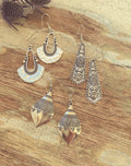 Beautiful Boho Silver Earring Set - Quarter Circle AK Boutique