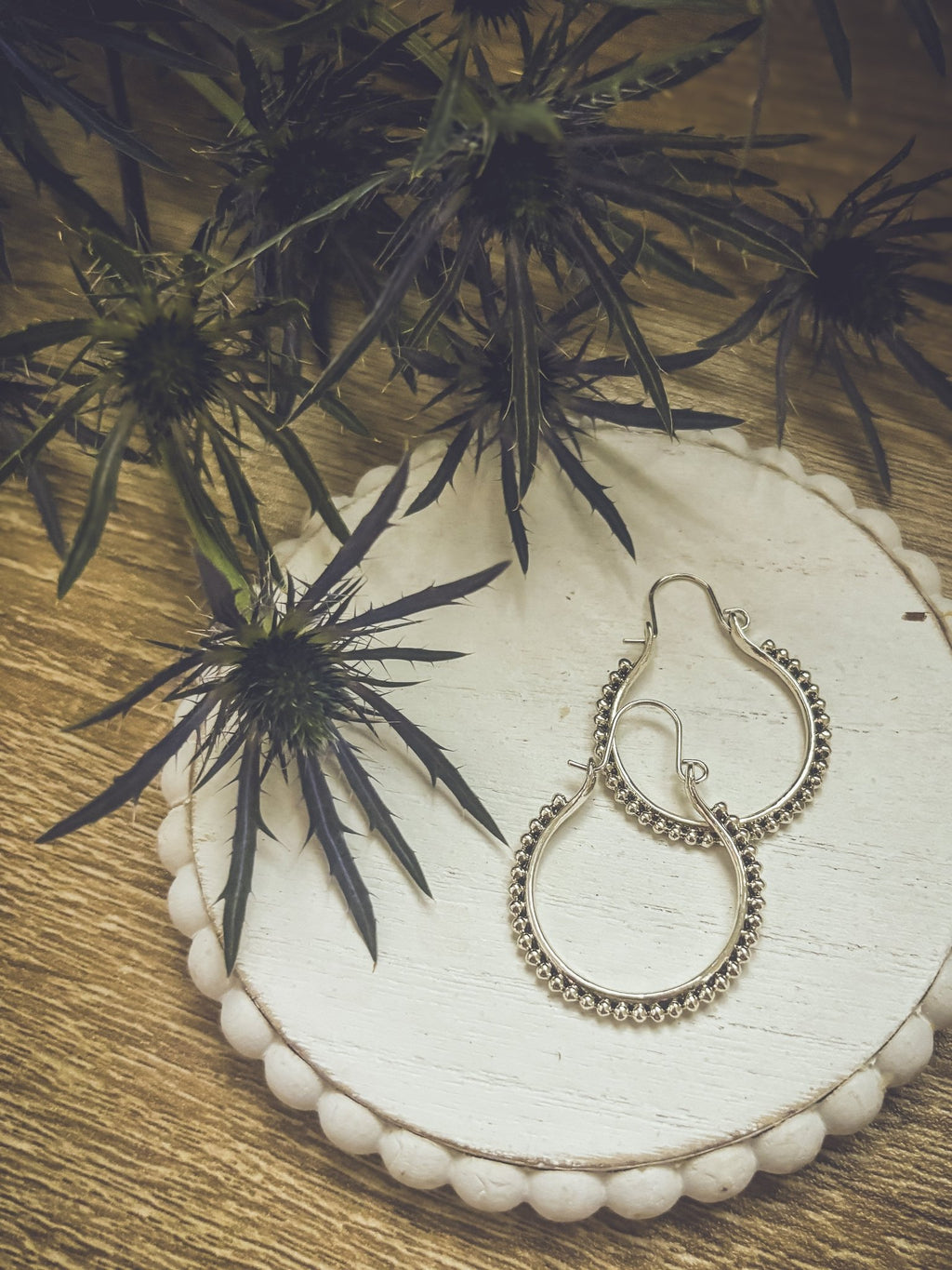 Beautiful Boho Silver Hoop Drop Earrings - Quarter Circle AK Boutique