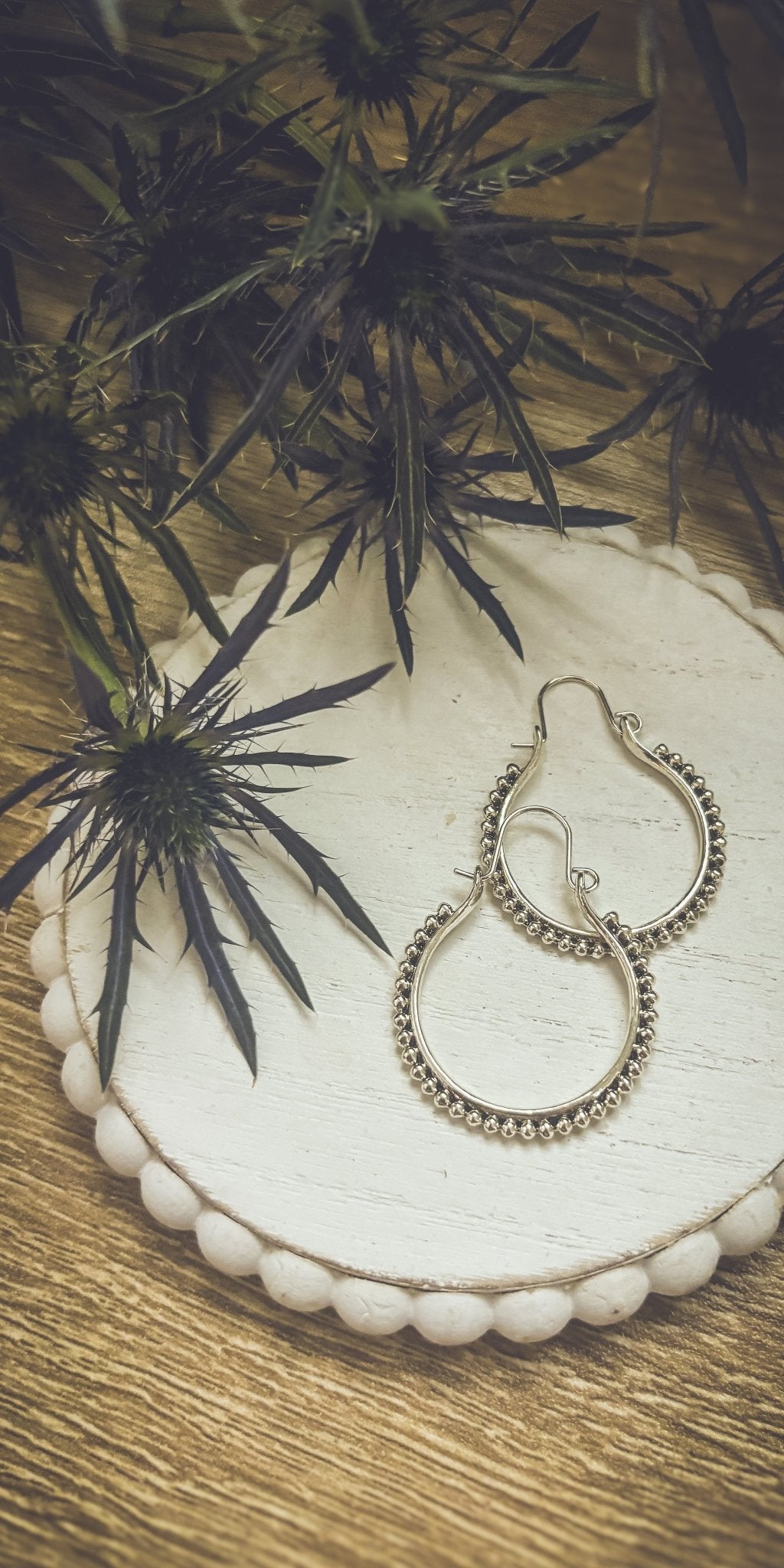 Beautiful Boho Silver Hoop Drop Earrings - Quarter Circle AK Boutique